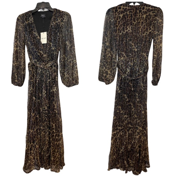 Bardot Dresses & Skirts - Bardot Womens Leopard Pleat Dress Size US2 Party Maxi Dress